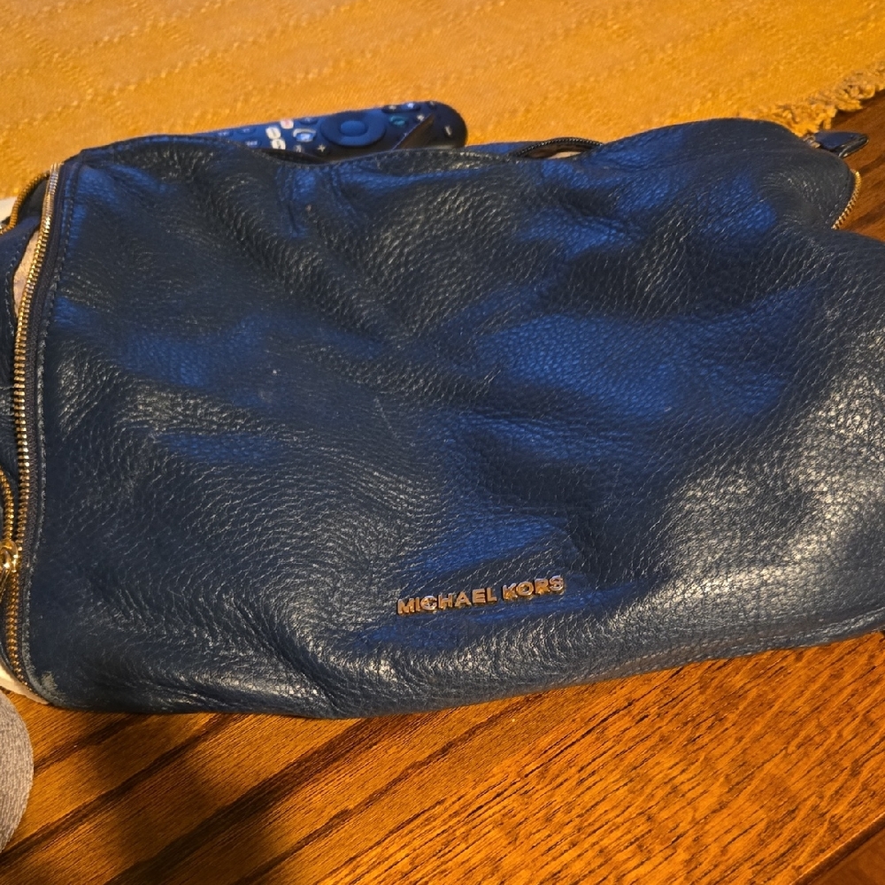 Michael Kors Navy Leather Messenger Bag